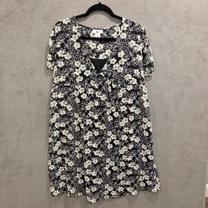 Two Hearts Maternity Floral Short Dress Women's Size Large Casual Comfy Tie Back